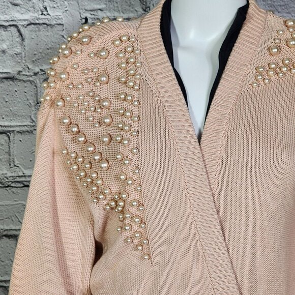 Dino Valiano Balloon Sleeve Cardigan with Pearl Accents, Women's Medium - Picture 5 of 12